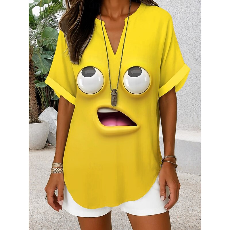 Women's Blouse V Neck Graphic Animal Daily Stylish Casual Short Sleeve Regular Tops Daily Holiday Black White Yellow Blue Green Summer Spring3