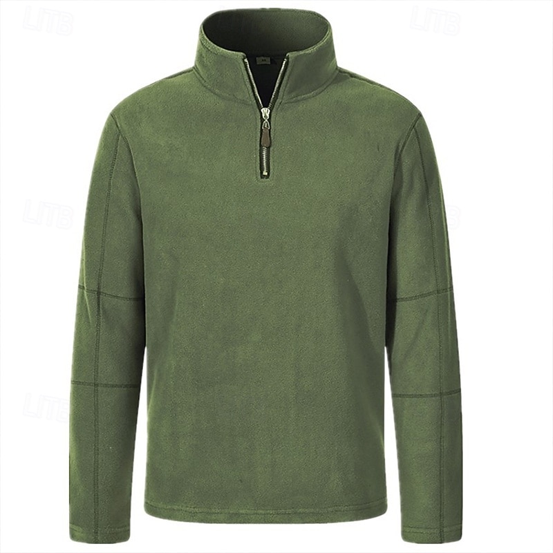 Men's Sweatshirt Fleece Hoodie Quarter Zip Sweatshirt Black Brown Green Khaki Dark Gray High Neck Plain Quarter Zip Sports & Outdoor Casual Daily Streetwear Cool Sportswear Spring &  Fall Clothing