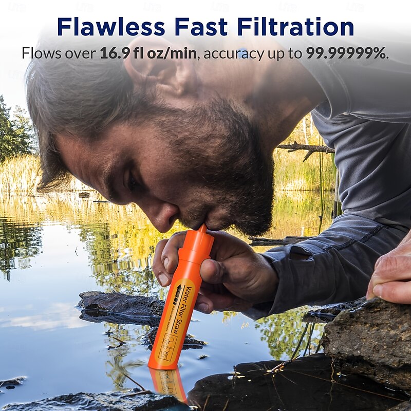 Mini Personal Water Filter Straw, ABS Material, Dispenser Container Type, for Hiking, Camping, Travel and Emergency Preparedness
