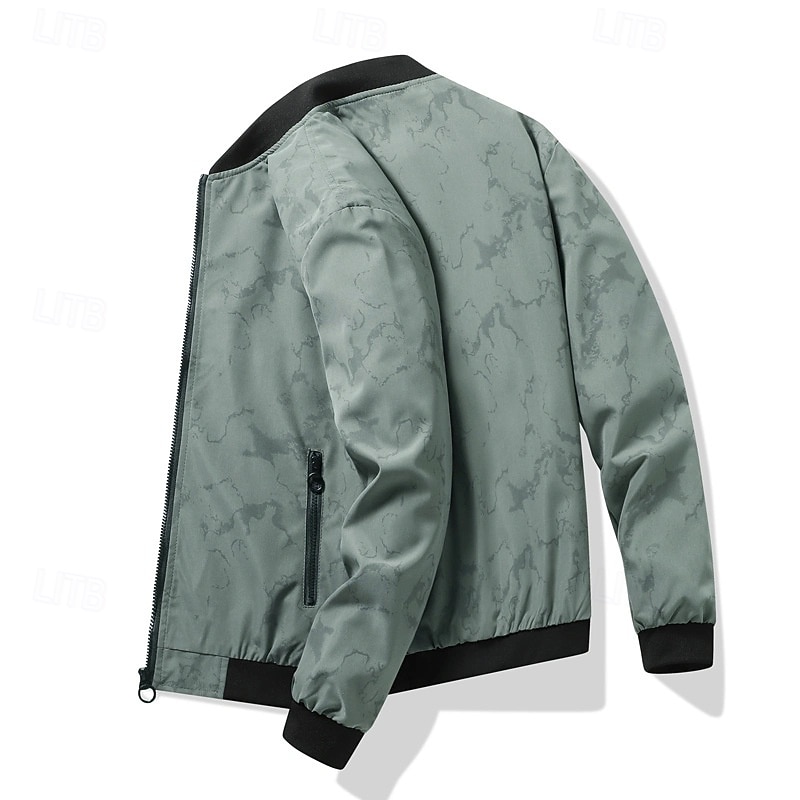 Men's Lightweight Jacket Casual Jacket Vacation Daily Pocket Spring Fall Color Block Fashion Classic Stand Collar Regular Black Dark Green Beige Jacket3