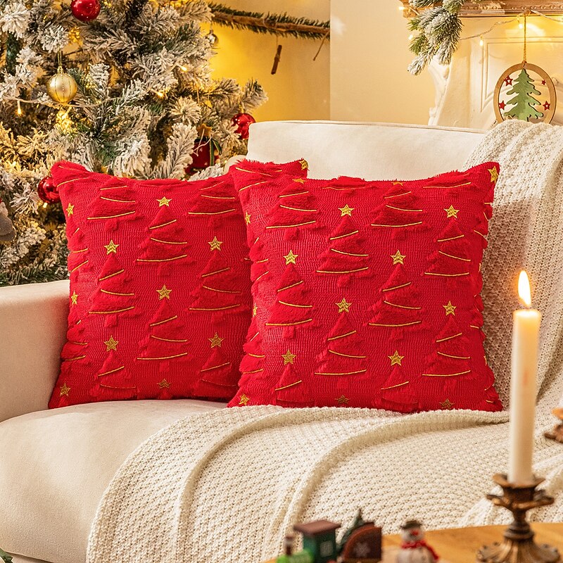 1 Pc Christmas Toss Pillow Cover, Boho Casual Square Zipper Traditional Classic2