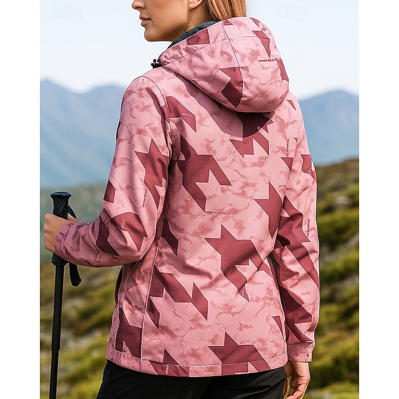 Women's Windbreaker Softshell Jacket Hiking Jacket Outdoor Waterproof Windproof Hiking Outfits Hiking Clothes Spring Autumn / Fall Top Camping / Hiking / Caving Running Black White Pink2