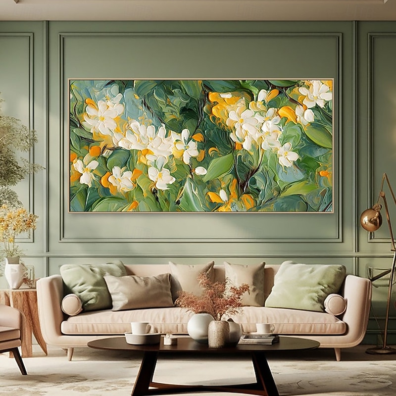 Handmade Oil Painting Canvas Wall Art Decoration Modern Abstract Thick Oil Flowers for Living Room Home Decor Stretched Frame Hanging Painting/Rolled Canvas (No Frame)
