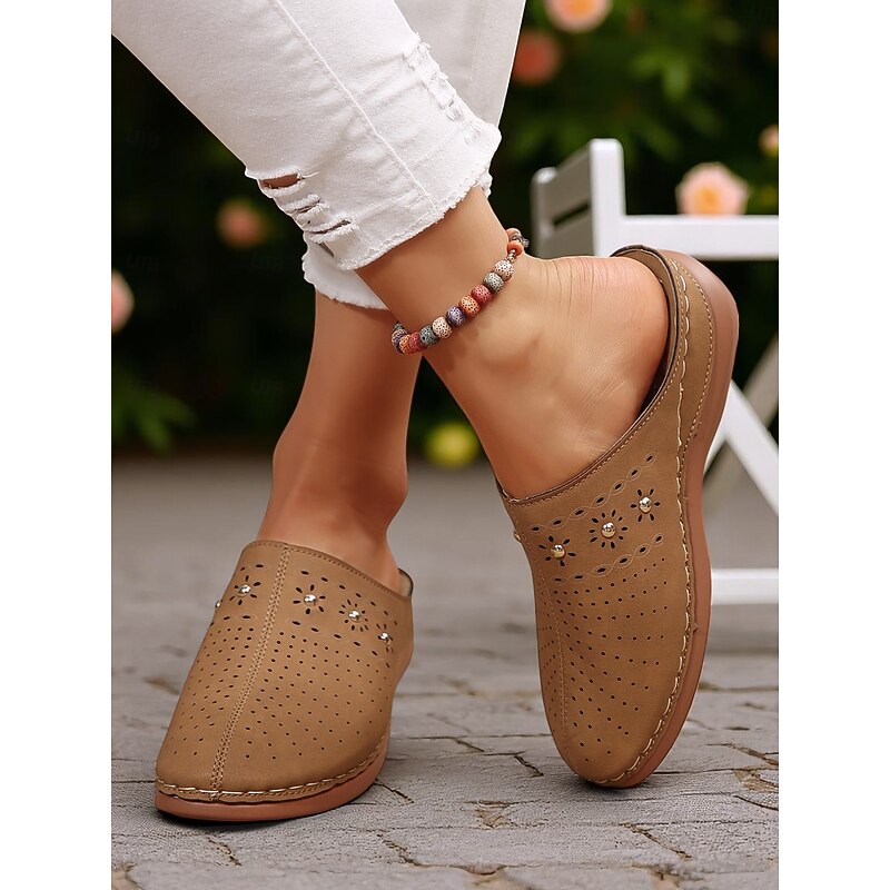 Women's Cutout Slip-On Mules – Breathable Comfort Clogs for Casual Days, Backyard Relaxing and Patio Tea Time2