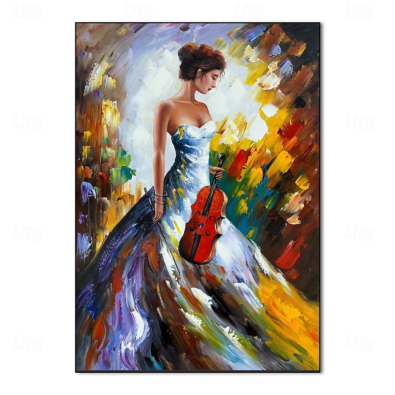 Handmade Canvas Wall Art Modern Violin Girl Classical Oil Paintings Poster Music Studio Music Classroom Decorative for Home Decor Rolled Frameless Unstretched Painting4