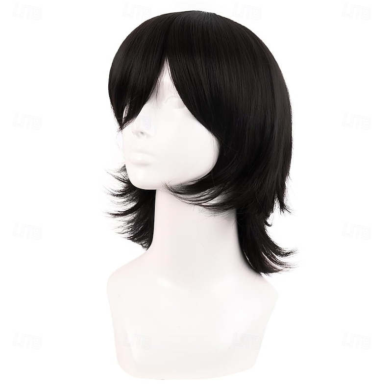 14 Inch/35 cm Short Cosplay Wolf Tail Synthetic Side Bangs Party Wig3
