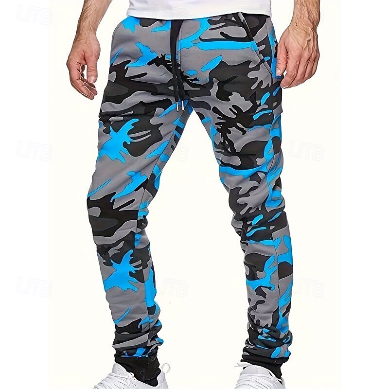 Multi Packs 2pcs Men's Yellow+Orange Sweatpants Joggers Elastic Waist Drawstring Camo / Camouflage Vacation Daily Wear Polyester Spring2