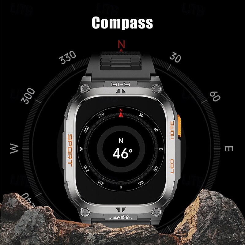 New GPS Track Smart Watch Men IP68 Waterproof 2.01 IPS Always Display Compass Heart Rate 630mAh Battery BT Call Women Smartwatch4