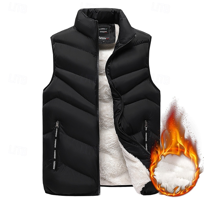 Men's Hiking Vest Fleece Vest Puffer Vest Sleeveless Vest Outdoor Thermal Warm Winter Pocket Polyester Black Yellow Orange Hunting Fishing Climbing3