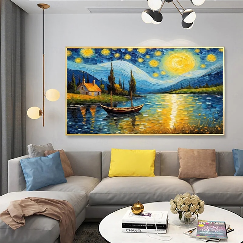 Handmate Oil PaintingCanvasWall Art DecorationAbstract Knife PaintingVan Gogh Landscape Pastoralfor Home Decor Rolled Frameless Unstretched Painting2