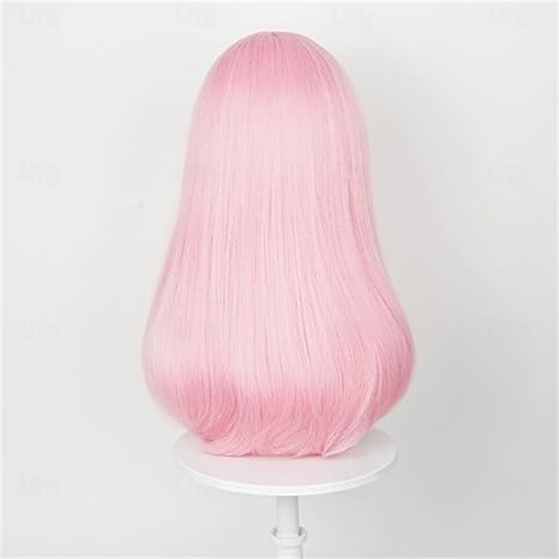 Baby Pink Cosplay Wig for Woman Men for Long Straight Cosplay Wig with Bangs for Anime Heat Resistant Hair for Party and Halloween Costume Christmas Synthetic Hair3