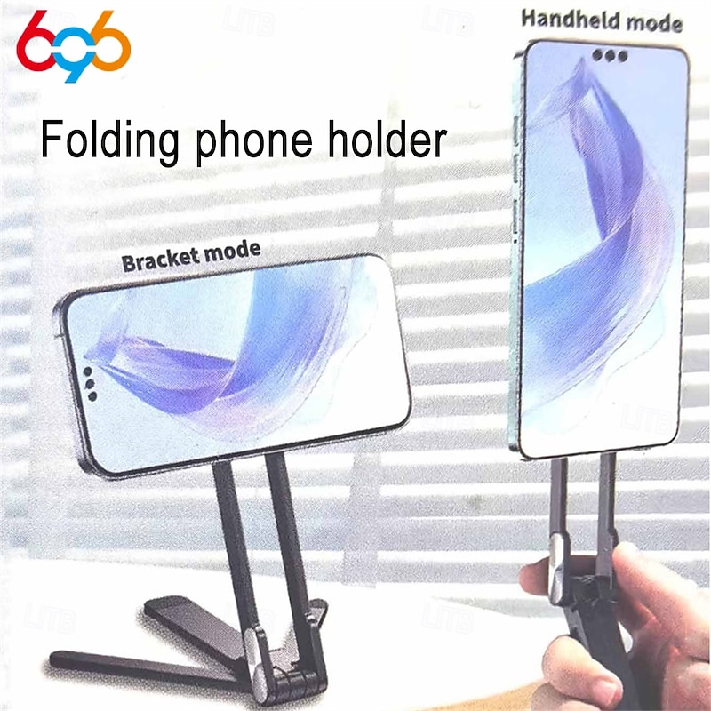 Alloy Phone Tripod Carabiner-Mounted For iPhone Portable Dual-sided Magnetic Tripod Desk Mount Phone Handle Holder - Main Image