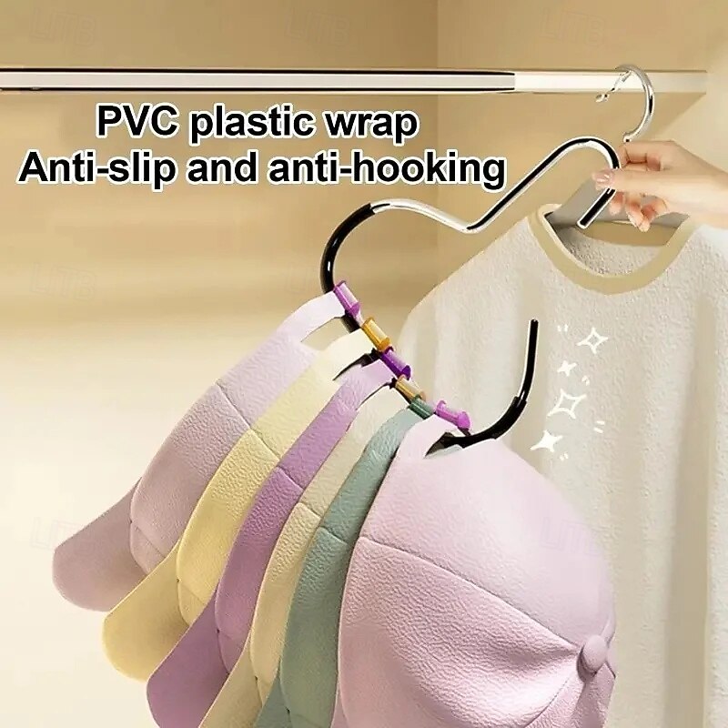 5pcs Baseball Cap Hat Rack Organizer Stainless Steel Hat Hanger Hanging Cap Holder Non-Slip Wall Mount Hook Organizer for Caps3