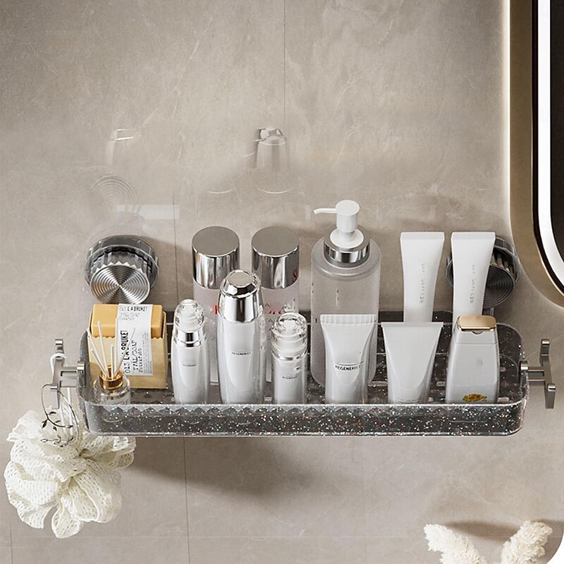Clear PET Wall-Mounted Bathroom Shelf Heavy-Duty Shower Organizer with Strong Suction Cups Transparent Cosmetic Organizer for Toiletries and Daily Essentials3