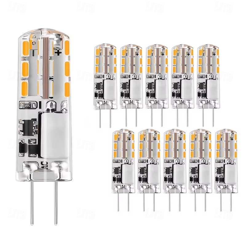 G4 LED Bulbs AC/DC 12V 1.2W T3 10W Halogen Bulbs Replacement JC Type G4 Bi-Pin Base Light White Warm White for Landscape Chandeliers Under Cabinet RV Lighting 10pcs