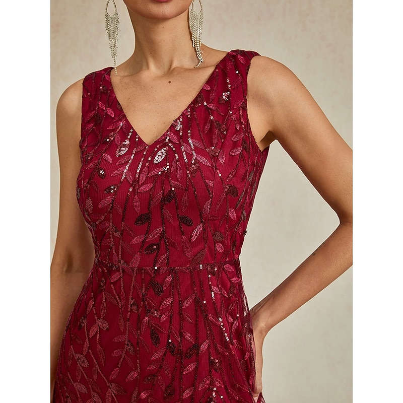 Women's Maxi Dress Trumpet Mermaid Dress Elegant Evening Party Regular Fit Solid Color Sleeveless V Neck Burgundy Summer Spring3