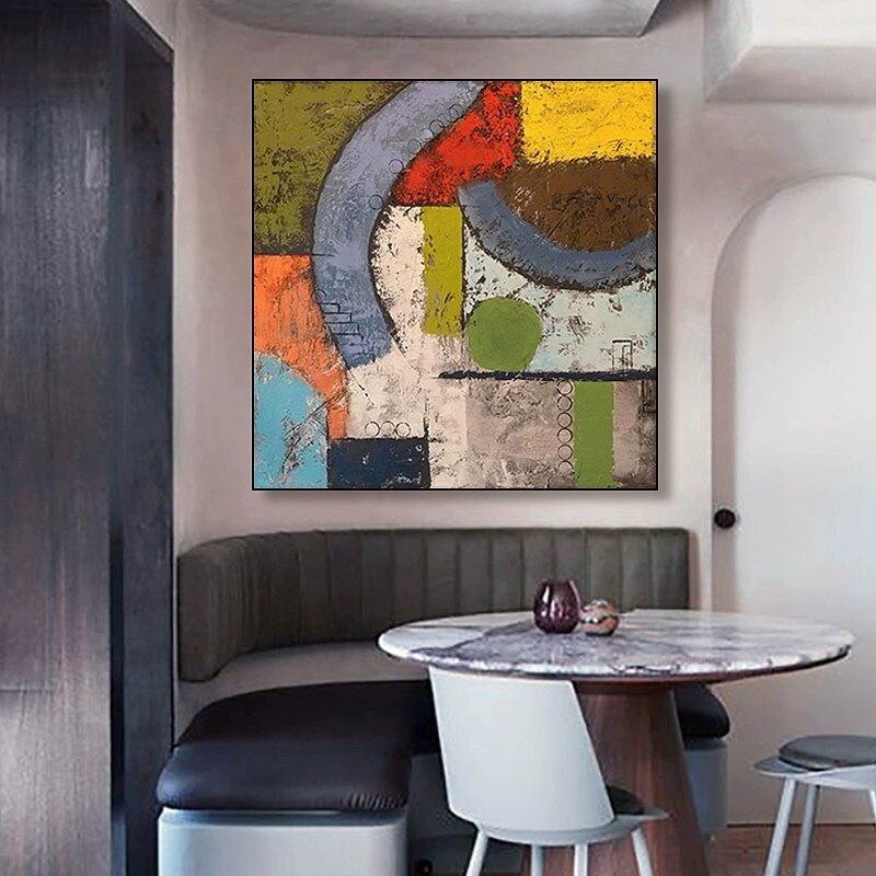 Handmade Oil Painting Canvas Wall Art Decoration Modern Square Abstract for Home Dining Room Decor Rolled Frameless Unstretched Painting3