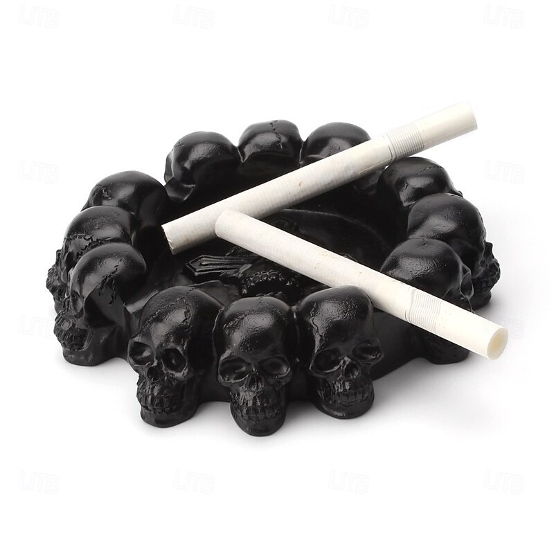 Halloween Statue Skull Ashtray Home Bar KTV Desktop Decorative Resin Ashtray Gothic Style Spooky Party Accessory Unique Smoking Accessory Table Ornament3
