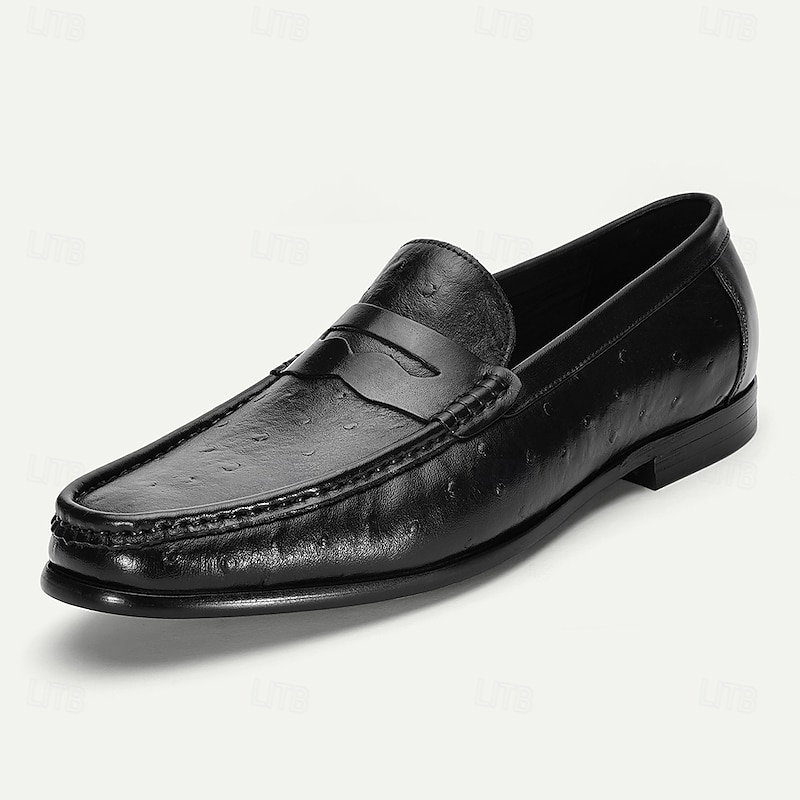 Men’s Black Genuine Leather Penny Loafers – Timeless Slip-on Business Shoes for Mature Gentlemen, Office Wear and Daily Formal Outfits2