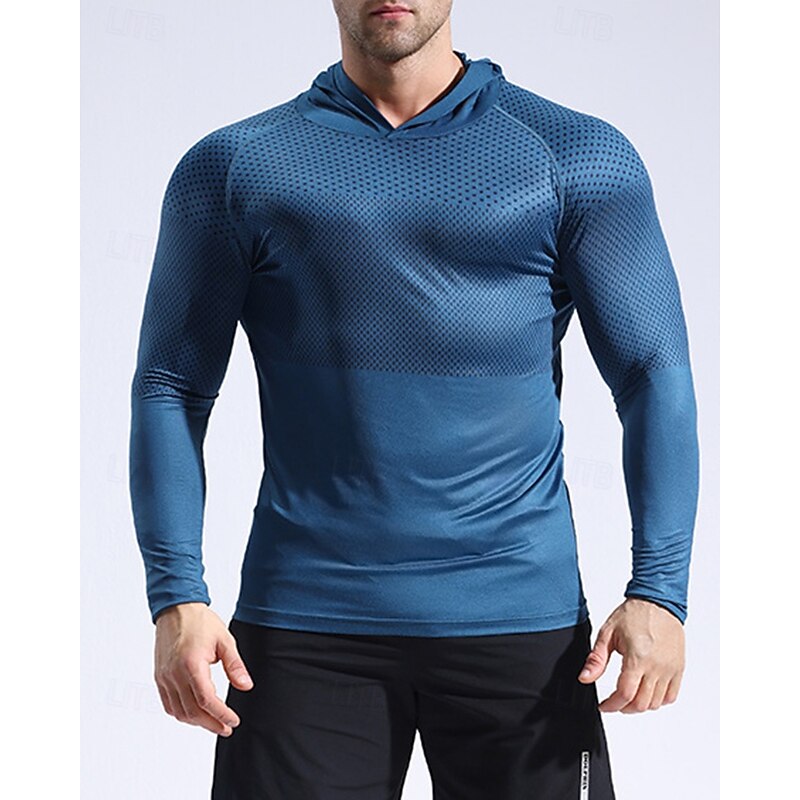 Men's Running Top Sports Sweatshirt Hooded Long Sleeve Top Athleisure Solid Colored Breathable Outdoor Running Yoga Sportswear Activewear Blue Dark Gray Light Grey4