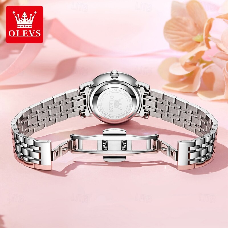 OLEVS Women Quartz Watch Wrist Watch Luxury Fashion Rhinestone Business Luminous Calendar Waterproof Stainless Steel Strap Watch4