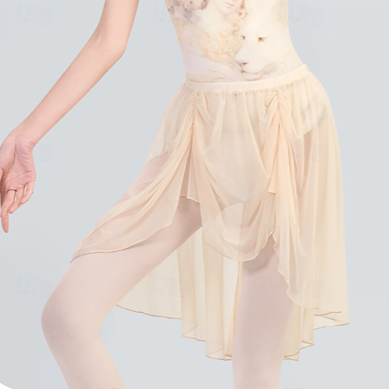 Ballet Skirts Pure Color Splicing Tulle Women's Performance Training High Tulle