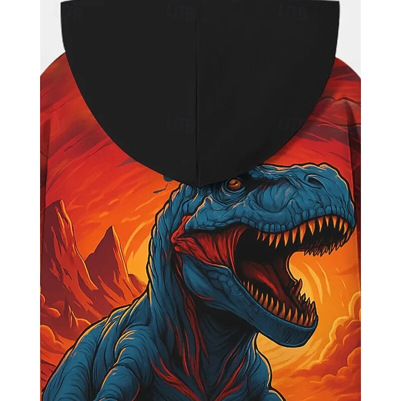 Girls' 3D Dinosaur Hoodie Coat Outerwear Long Sleeve Spring Fall Cool Sport Kids 4-12 Years Zip Street Daily Regular Fit3