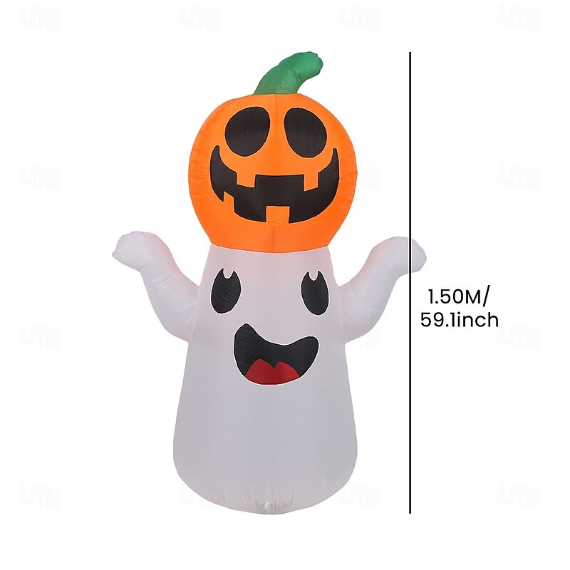 1 Pc New 1.5m Halloween Ghost Festival Lantern Pumpkin Head Ghost Inflatable Air Model Indoor and Outdoor Courtyard Garden Terrace Lawn Party Atmosphere Decorative Light3