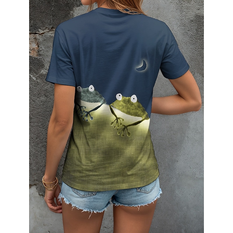 Women's T Shirt Graphic Animal Color Block Vintage Stylish Classic Short Sleeve V Neck Regular Tops Daily Print Red Blue Purple Brown Green Summer Spring2