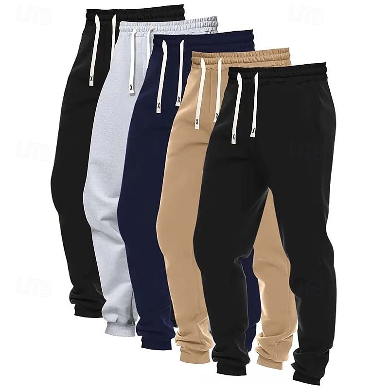 5PCS Men's Sweatpants Joggers Trousers Casual Pants Running Pants Pocket Elastic Waist Drawstring Plain Comfort Full Length Outdoor Daily Simple Classic Style4