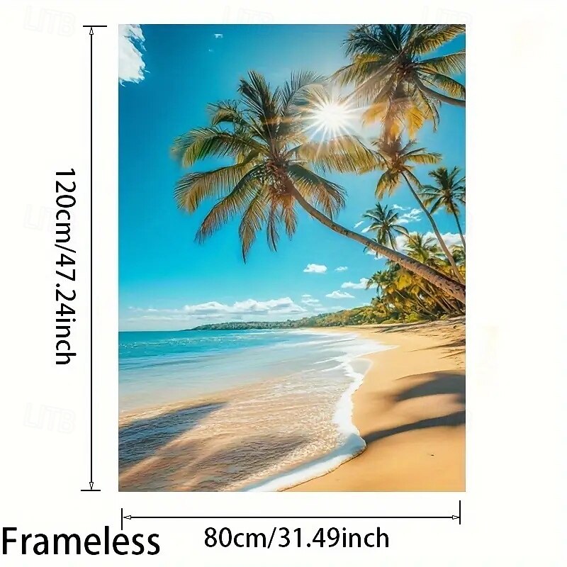 1pc Tropical Beach Scene Frameless Canvas Wall Art Modern Seaside Landscape Poster Used For Living Room And Bedroom Decoration Frameless3