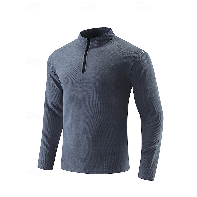 Men's Workout Shirt Running Top Quarter Zip Long Sleeve Top Fall Solid Colored UPF 50 Quick Dry Lightweight Moisture Wicking Fishing Hiking Running Sportswear Activewear Dark Grey Black White4