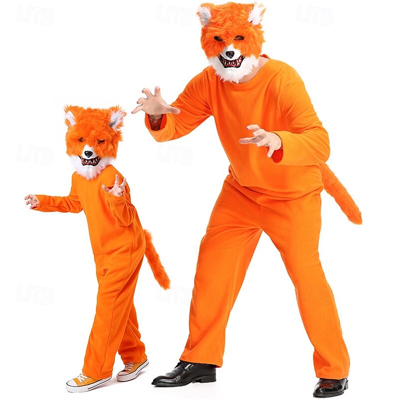 Animals Fairy Tale Fox Mask Onesie Costume Storybook Characters Cute Movie Cosplay for Boys' Girls' Kid's Halloween Carnival World Book Day Performance Educational Dress Up School Event Dress Up3