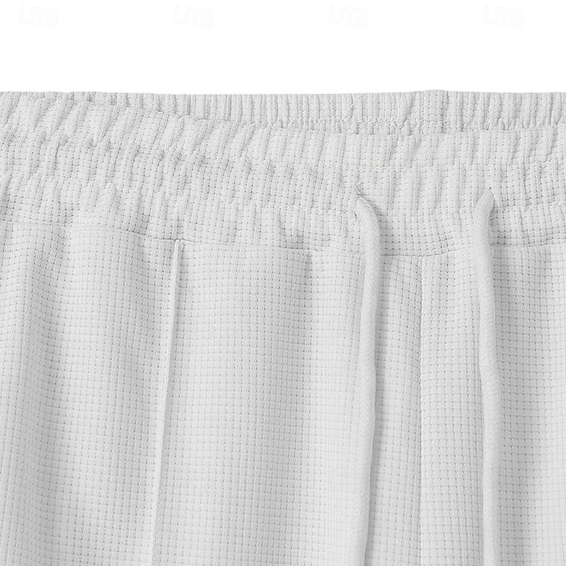Men's Sweatpants Joggers Trousers Casual Pants Waffle Pants Elastic Waist Drawstring Plain Comfort Full Length Outdoor Casual Daily Vacation Fashion Black White Stretchy3