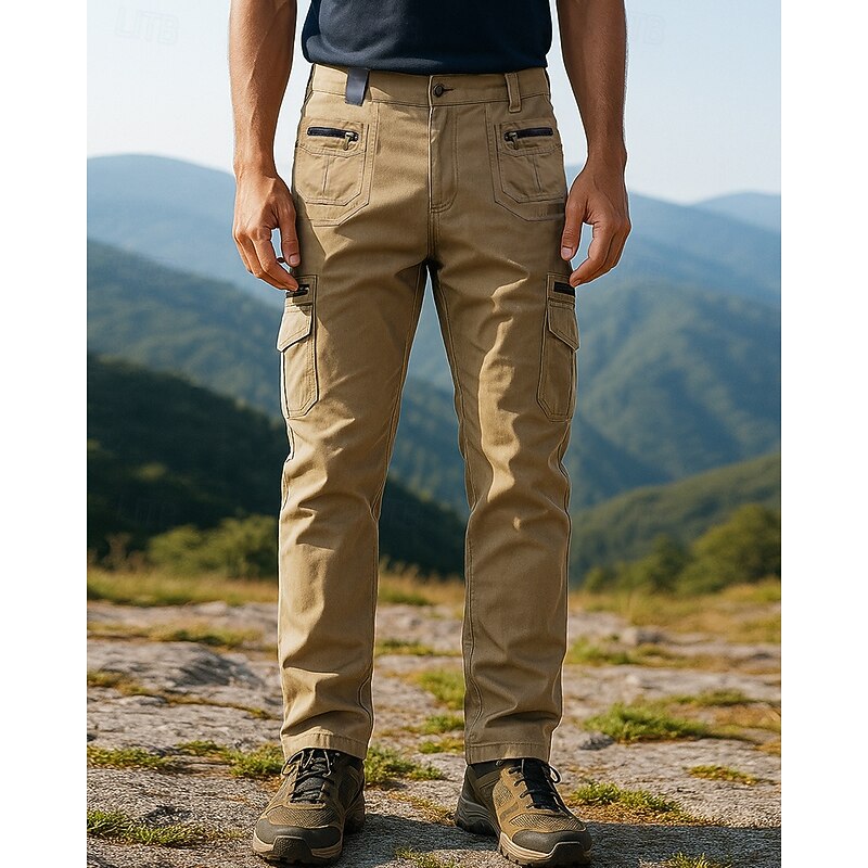 Men's Cargo Pants Hiking Pants Trousers Outdoor Regular Fit Waterproof Windproof Lightweight Bottoms Pocket Black Green Cotton Camping / Hiking Running S M L XL XXL