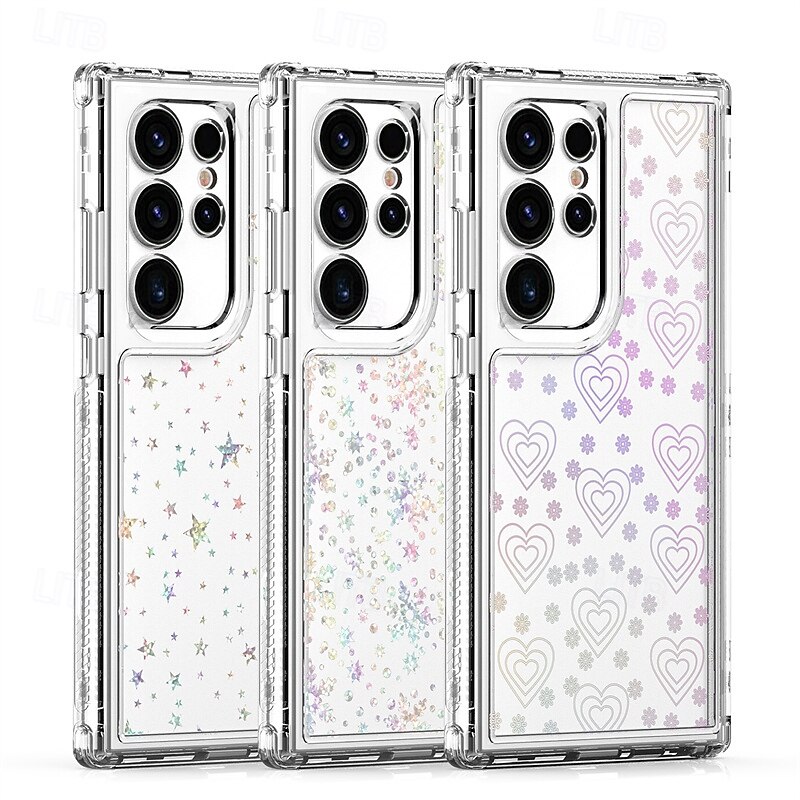 Phone Case For Samsung Galaxy S25 S25 Edge S24 Ultra Plus S24 FE S23 A16 A55 5G A35 5G A25 A15 Back Cover Transparent Shockproof Heart Butterfly TPU Acrylic PC