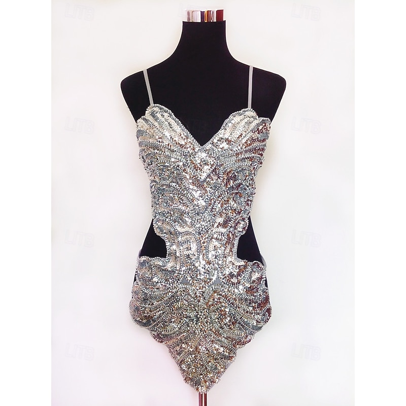 Sequin Beading Butterfly Bellyband Hollowed Halter Backless Lace-up Dress3