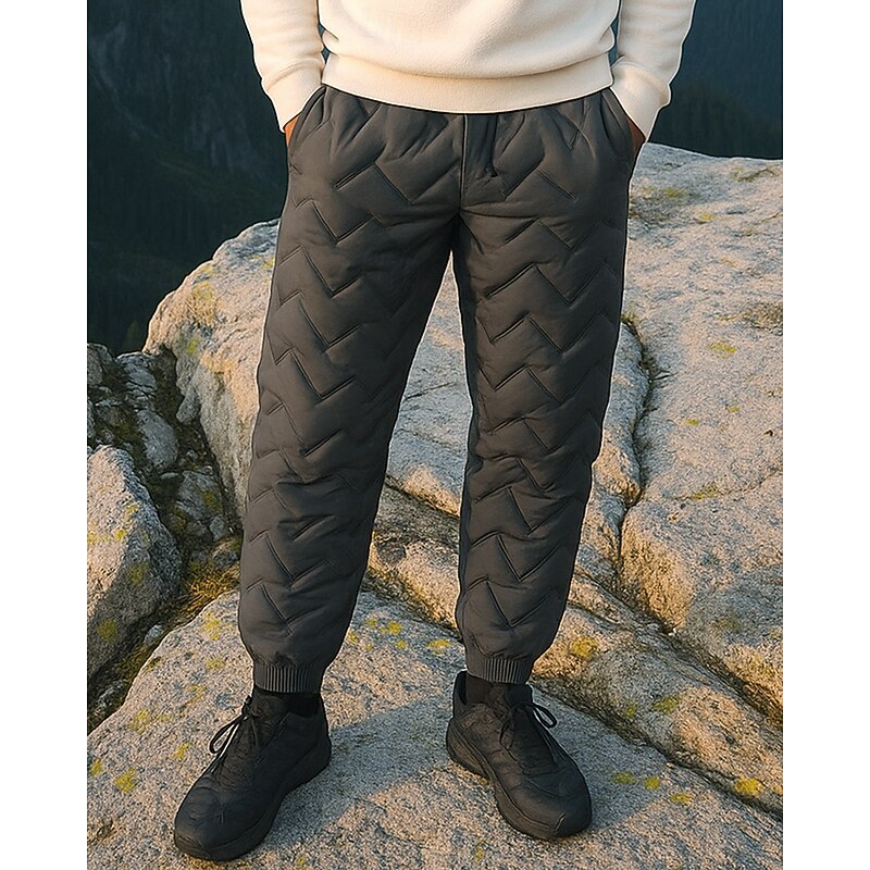 Men's Fleece Sweatpants Winter Outdoor Regular Fit Thermal Warm Bottoms Drawstring Elastic Waist Black Grey Cotton Camping / Hiking Running S M L XL XXL3