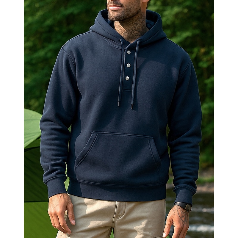 Men's Sport Hoodie Long Sleeve Hooded Top Outdoor Thermal Warm Winter Polyester Black Army Green Burgundy Tennis Workout Running