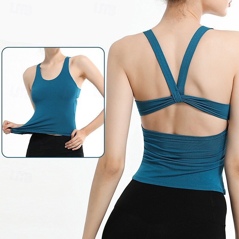 Women's Yoga Bra Medium Support Wirefree Sports Solid Color Top For Gym Athletic Pilates Activewear