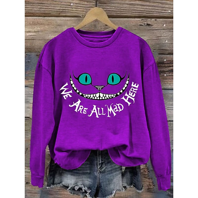 Halloween Women's Sweatshirts Monster Graphic Casual Long Sleeve Crew Neck Regular Tops Street Dailywear Casual Print Black Blue Purple Orange Spring Fall Winter3