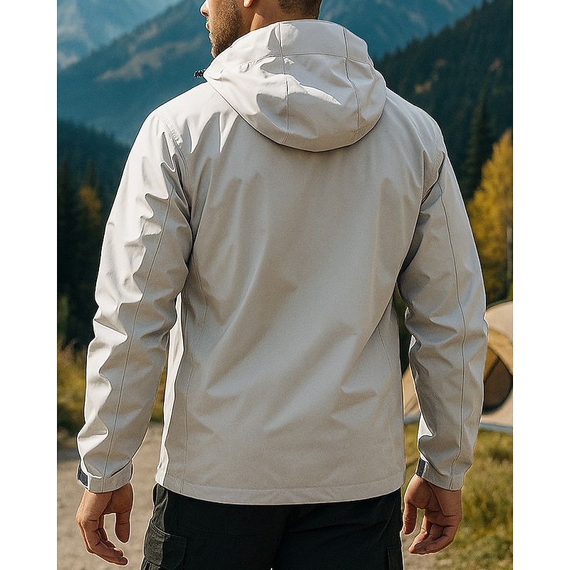 Men's Windbreaker Softshell Jacket Hiking Jacket Outdoor Waterproof Windproof Hiking Outfits Hiking Clothes Spring Autumn / Fall Top Camping / Hiking / Caving Running Dark Grey Black White2