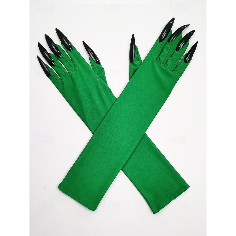 Women's Long Halloween Claw Gloves – Faux Nail Design, Stretchy Polyester, Spooky Cosplay Costume Accessory for Parties and Events4