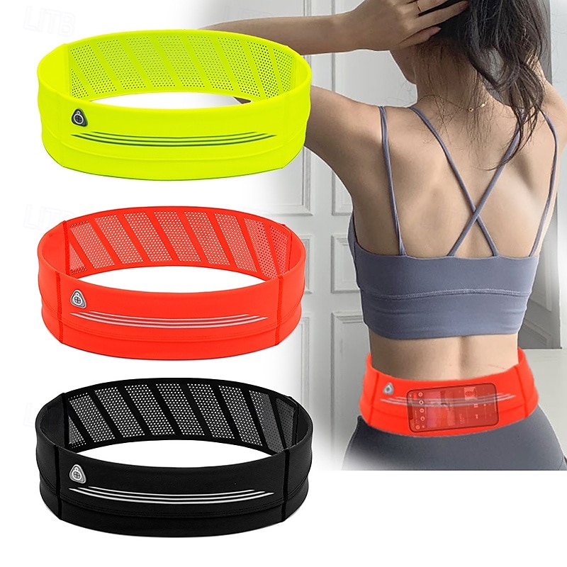 Running Belt Fanny Pack Phone Holder Belt Sport Waist Pack for Marathon Jogging Running Sports Bag Lightweight Anti-theft Water Resistant Velcro Lycar Men's Women's Running Bag