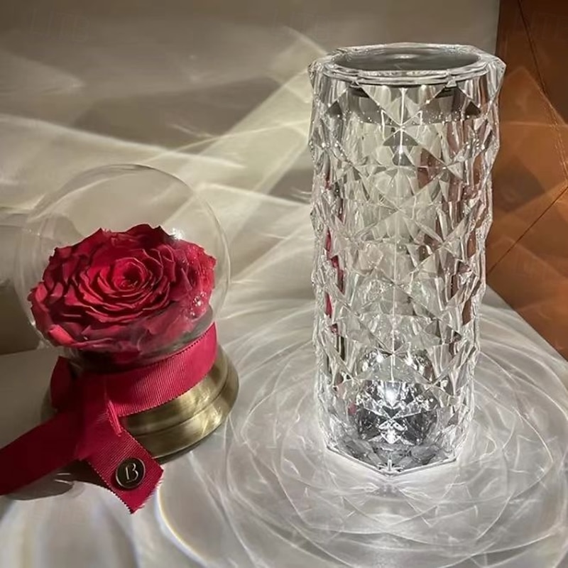 USB charging tri color rose romantic simple high-end desktop room holiday decoration projection light