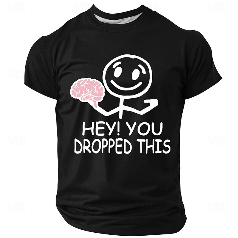 Men's Funny Sarcastic Graphic T-Shirt - 'Hey You Dropped This' Brain Design Short Sleeve Tee4