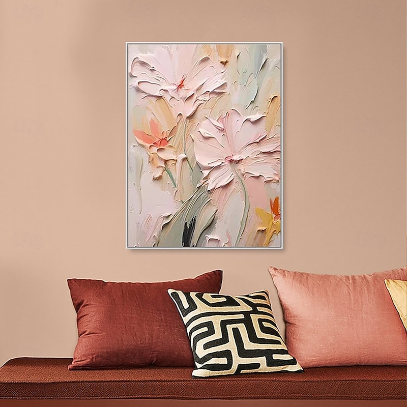 Handmade Oil Painting Wall Art Decoration Simple Abstract Flowers for Home Decor Stretched Frame Hanging Painting/Rolled Canvas (No Frame)4
