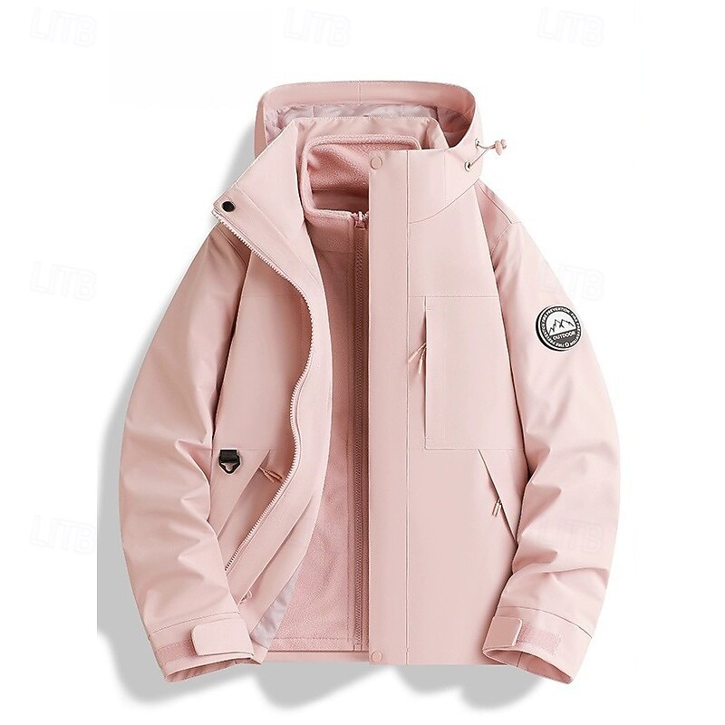 Women's Hiking Jacket Outdoor Waterproof Windproof Hiking Outfits Hiking Clothes Spring Autumn / Fall Top Camping / Hiking / Caving Running Solid Color Black Pink Blue