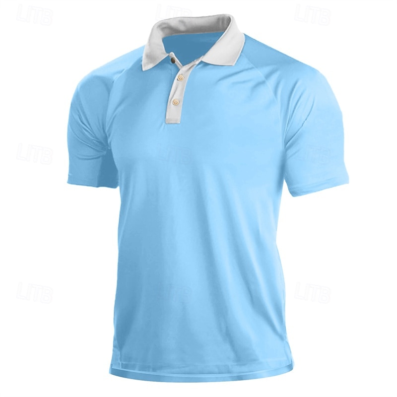 Men's Golf Shirt Golf Polos Shirts Work Casual Lapel Short Sleeve Basic Modern Color Block Patchwork Buttons Summer Regular Fit Yellow Red Navy Blue Green Light Blue Gray Golf Shirt