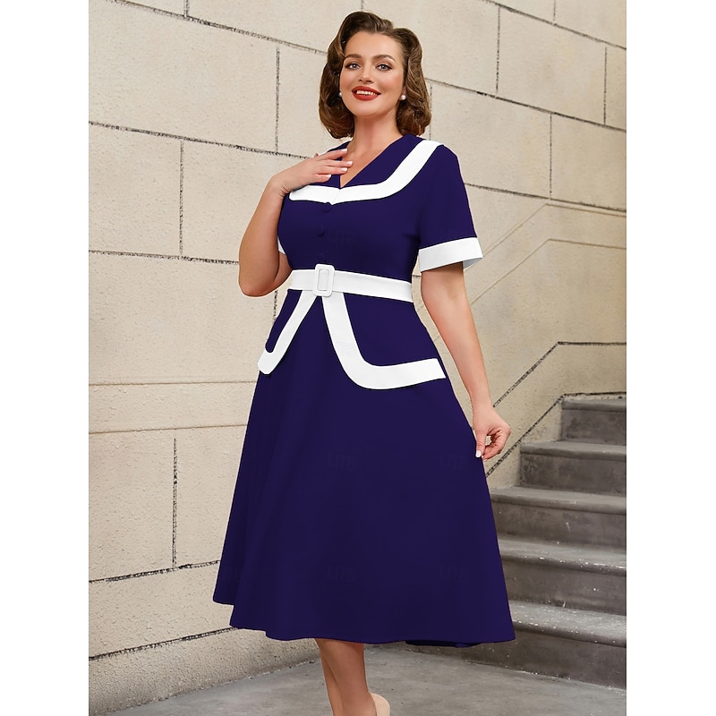 Retro Vintage 1950s Rockabilly Midi A Line Dress Flare Dress Plus Size Fancy Dress Women's Vacation Homecoming Party & Evening Adults Dress Spring & Summer3